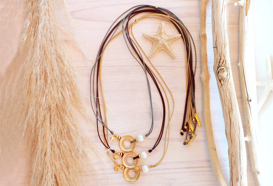 Collar Aro Esmalte Perla