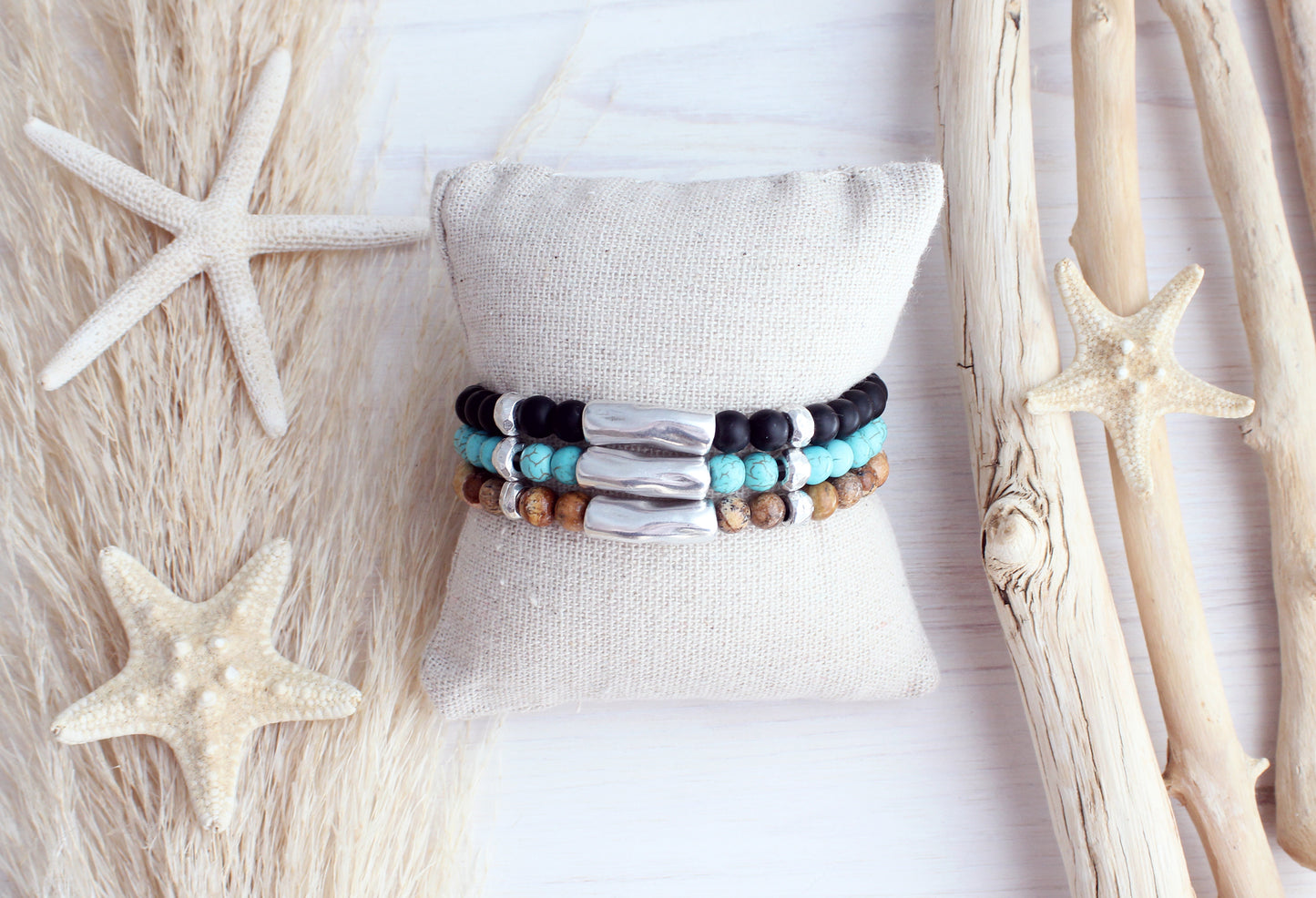 Pulsera Hombre Piedra Tubo